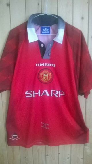 Vintage Umbro Official Manchester United Home Shirt 1996/97/98 Sharps Size L
