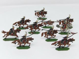 Vintage Zinnfiguren Kieler Flat Toy Soldiers 30mm.  Bengal Lancers X 10.