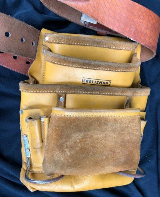 Vintage Sears Craftsman Professional Leather Tool Pouch Belt Bag
