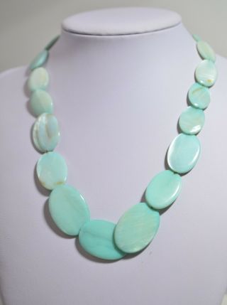 Vintage Green Mother Of Pearl Mop Bead Necklace 17 " - 19 "
