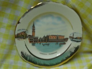 Vintage Porcellana Souvenir Wall Plate Image Of Venezia - Italy