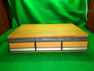 Audio Cassette Holder 36 Tape Storage Case Vintage Wood Grain 3 Drawer Media
