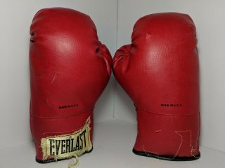 Vintage Everlast Official Boxing Padded Red Training Gloves Size 12