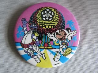 1992 Vintage Walt Disney World Round Pin Badge Epcot Center Mickey Mouse Space