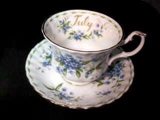 Vintage Royal Albert Flower Of The Month Forget Me Not July Tea Cup And Saucer
