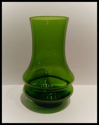 Vintage Riihimaki Double Hooped Green Glass Vase - Finland - Tamara Aladin
