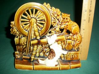 Vintage Mccoy Pottery / Planter Spinning Wheel,  Scotty Dog & Cat