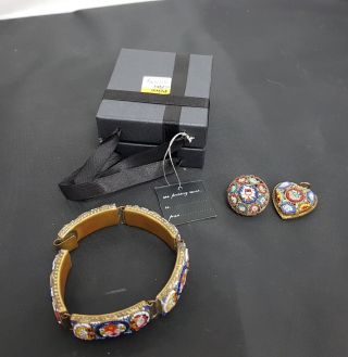 Vintage Jewellery Italian Venetian Micro Mosaic Flower Clip,  Bracelet,  Pendant