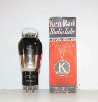 Nib 1938 Ken - Rad 6a3 Black Glass Amplifier Tube (6 Volt 2a3).  Tv - 7 Tests Nos.
