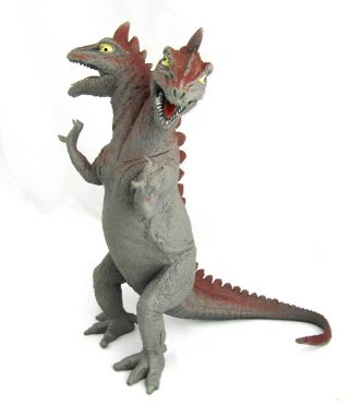 Double Headed Dinosaur Action Figure Toy 2 Head Dragon Gray Red 8 " Vtg Monster