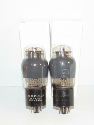 Matched Pair - Sylvania 6l6ga Smoked Glass Amplifier Tubes.  Tv - 7 Test Strong.