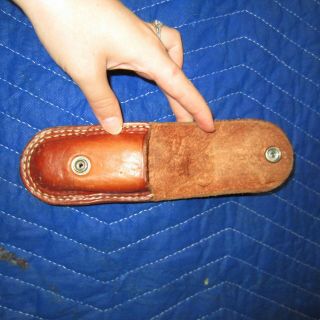 RUSSELL ' S SADDLERY MAKER old vintage LEATHER knife case for belt 3
