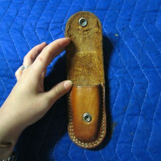 RUSSELL ' S SADDLERY MAKER old vintage LEATHER knife case for belt 5