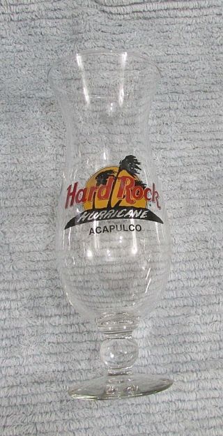 Vintage Hard Rock Cafe 10 " Tall Hurricane Bar Glass Acapulco Souvenir S/h