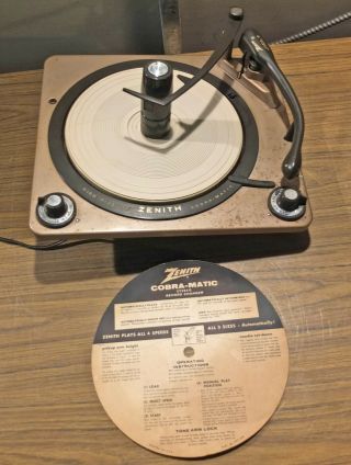 1960s Zenith Cobra - Matic V - M Record Changer 1241 - 4 Speed - Console Pull
