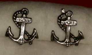 Vintage Nautical Sterling Silver Anchor Earrings (screw Backs) Boating,  Navy,