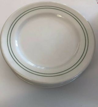 Set Of 4 Vintage Syracuse China,  Small Desert Plate Restaurant Ware,  Green Band