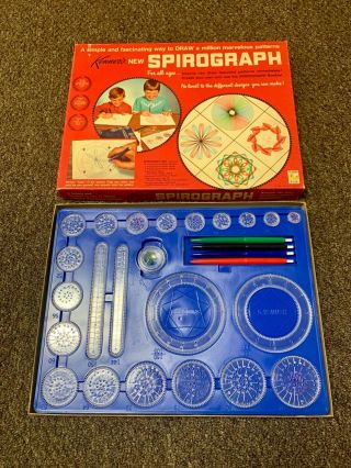 Vintage Kenner Spirograph Set 401 Complete Blue Tray 1967 Toy Board Game