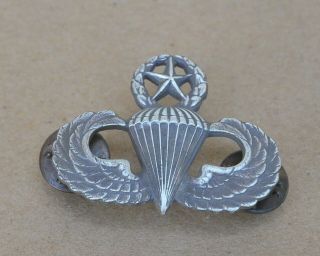 Vintage Sterling Silver Us Army Master Paratrooper Badge Full Size A94
