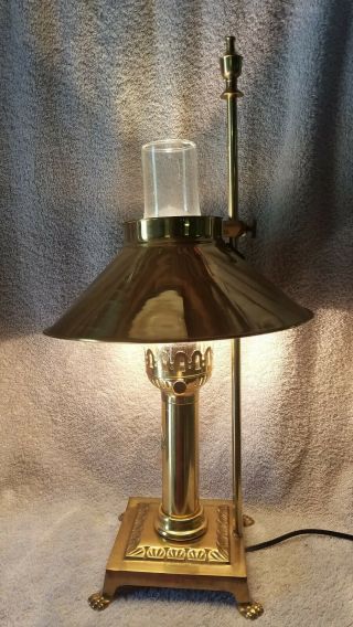 Vintage Orient Express Brass Table Lamp Paris To Istanbul With Adjustable Shade