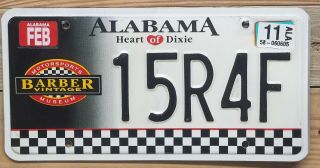 Alabama 2012 Barber Vintage Motorsports Museum License Plate/tag - 15r4f Emb