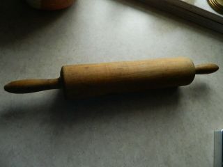 Vintage Solid Wooden One Piece Rolling Pin Rustic Farmhouse 17 " 2 1/4 "