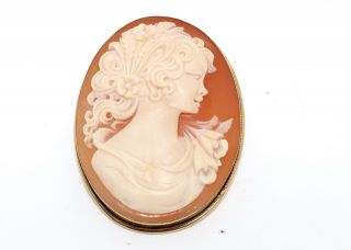 A Large Vintage Sterling Silver Gilt 800 Cameo Pendant Brooch 13747