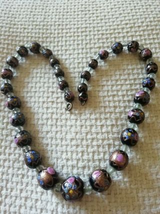 Wedding Cake Glass Beads Coloured Vintage Necklace Italian Murano,  Lovely Beads