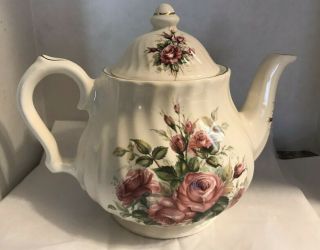 Vintage Royal Caldone Porcelain Rose Bouquet Teapot Tea Kettle England 7 " High