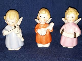 3 Vintage Goebel Hummel Angel Figurines W.  Germany With Instruments