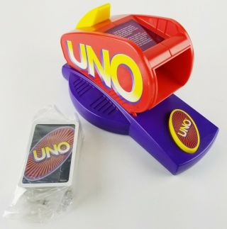 Vintage 1998 Uno Attack Electronic Card Launcher & 111 Cards Mattel Game