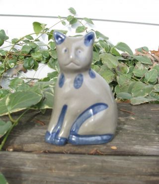 Vtg Cat Beaumont Salt - Glazed Stoneware Pottery Cat 1998