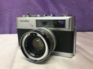 Vintage Minolta Hi - Matic 7s Rangefinder With Rokkor 45 Mm 1:1.  8 Lens Read.