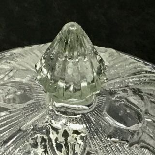 Vintage IRIS & HERRINGBONE Covered Butter Dish Jeannette Clear Crystal Glass 2