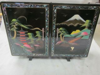 VINTAGE BLACK LACQUER HAND PAINTED MUSICAL ALCO JAPAN JEWELRY BOX MUSICAL 3