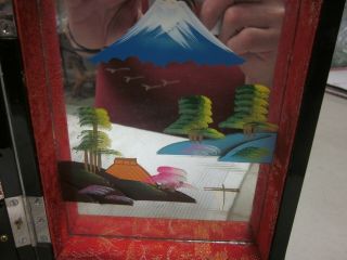 VINTAGE BLACK LACQUER HAND PAINTED MUSICAL ALCO JAPAN JEWELRY BOX MUSICAL 6