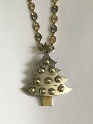 Huge Vintage Sterling Silver Christmas Tree Brooch Pendant 3 1/8 " X 2 3/8 "