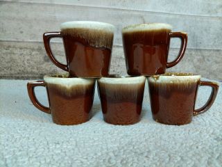 Vtg Mccoy Brown Drip Set Of 5 Coffee Cup/mugs Euc