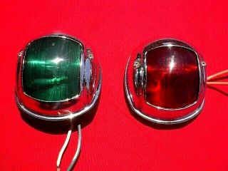 Vintage Perko Nautical Marine Boat Bow Lights Red Green,  Port & Starboard Lights
