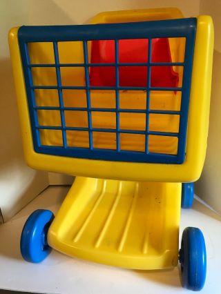 Vtg Little Tikes Yellow Grocery Shopping Cart Child Size Pretend Play Baby Seat 3