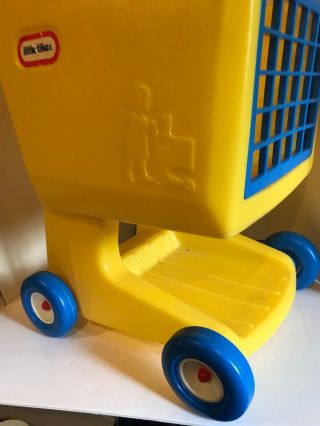 Vtg Little Tikes Yellow Grocery Shopping Cart Child Size Pretend Play Baby Seat 4