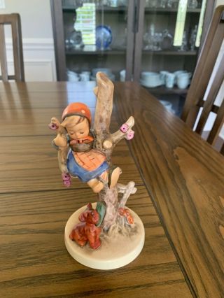 Vintage Adorable M.  I.  Hummel Girl In The Tree & Dog With Shoe W.  Germany 56/b