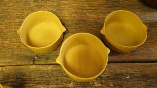 3 Vintage Bennington Potters Vermont Mustard Yellow 1641 Lug Handle Bowls