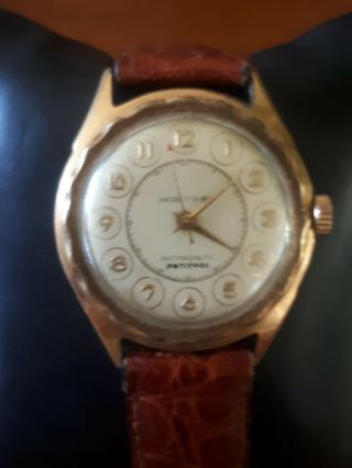 Mens Vintage French Hand Wind Gold Plated Watch Pie Crust Bezel Red Arrow Second