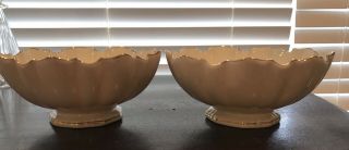 2 - Vintage Lenox Large Footed Scalloped Bowls With Gold Trim Edging