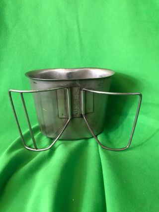 Vintage Vietnam Era Us Military W.  C.  W.  Stainless Canteen Cup Very Good Cond