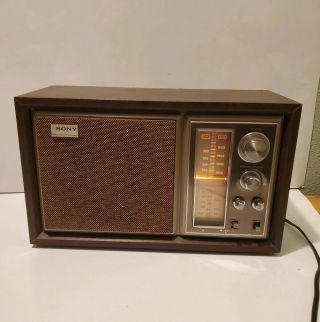 Vintage Sony Icf - 9550w High Fidelity Sound Am/fm Table Radio Serviced Vguc