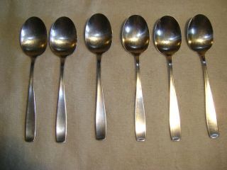 Vtg Mid - Century Wmf Cromargan Germany Line? Soup Spoons Satin Stainless Flatware