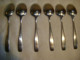 VTG MID - CENTURY WMF CROMARGAN GERMANY LINE? SOUP SPOONS SATIN STAINLESS FLATWARE 2