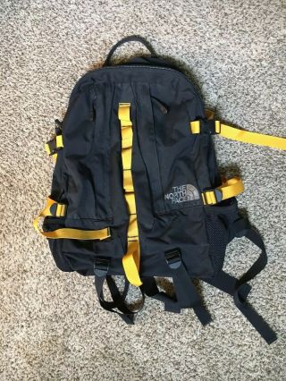 Vintage The North Face Backpack Day Pack Hiking Yellow/black